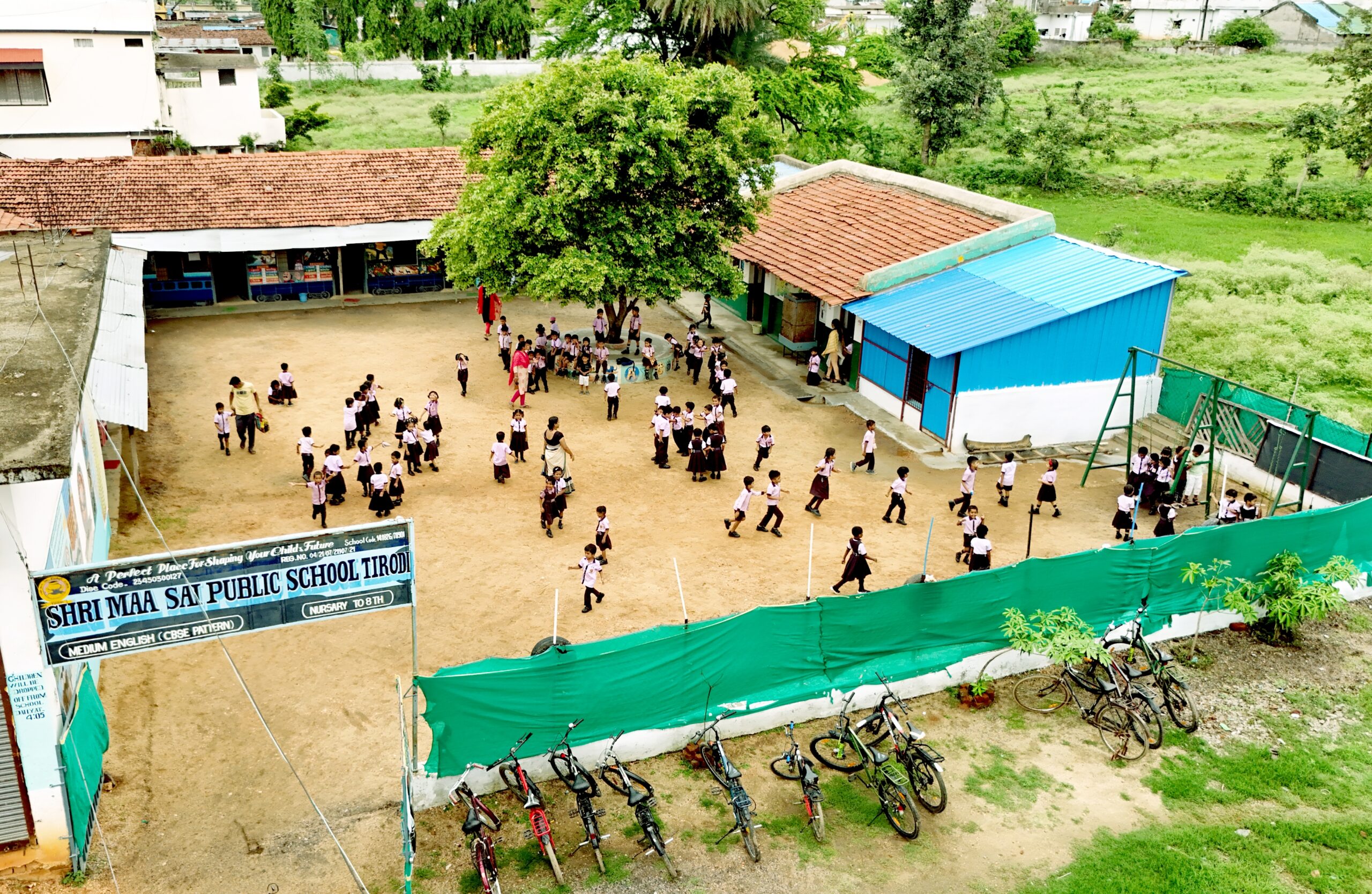 school picture taken by the drone